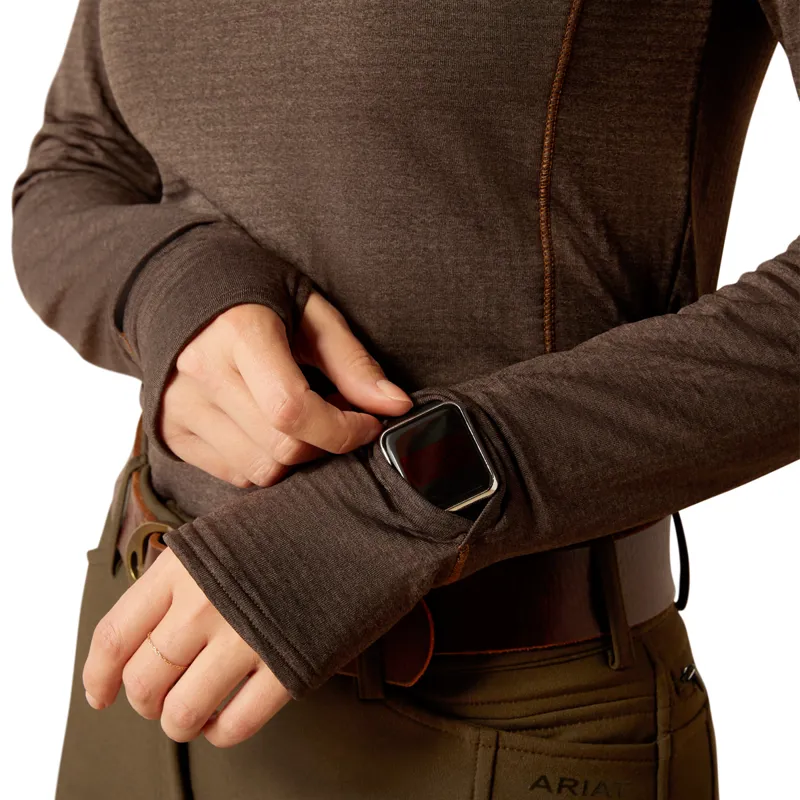 Ariat Women's Gridwork 1/4 Zip Baselayer - Mole Heather-3