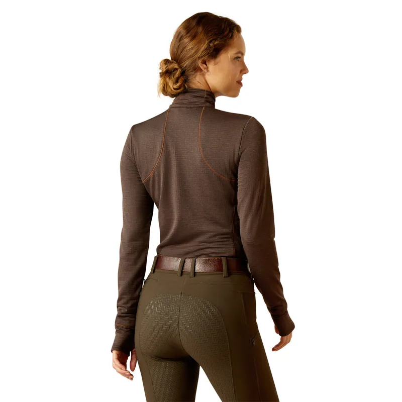 Ariat Women's Gridwork 1/4 Zip Baselayer - Mole Heather-1