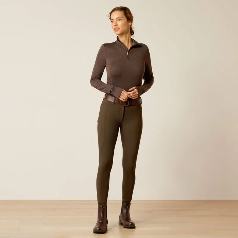 Ariat Women's Gridwork 1/4 Zip Baselayer - Mole Heather-4