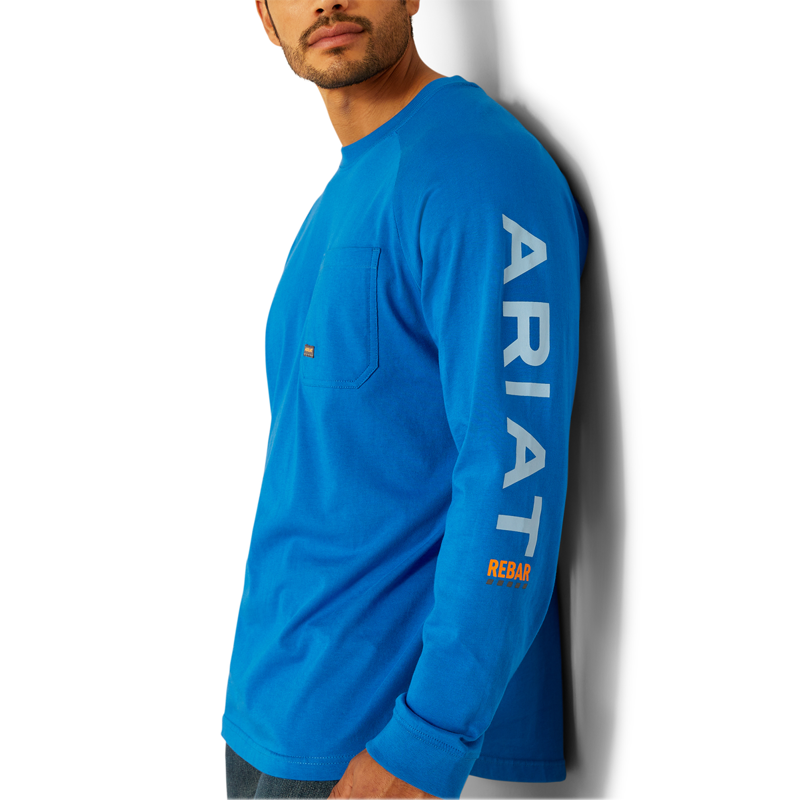 Ariat Men's Rebar Cotton Strong Graphic T-Shirt - Imperial Blue/Powder Blue-3