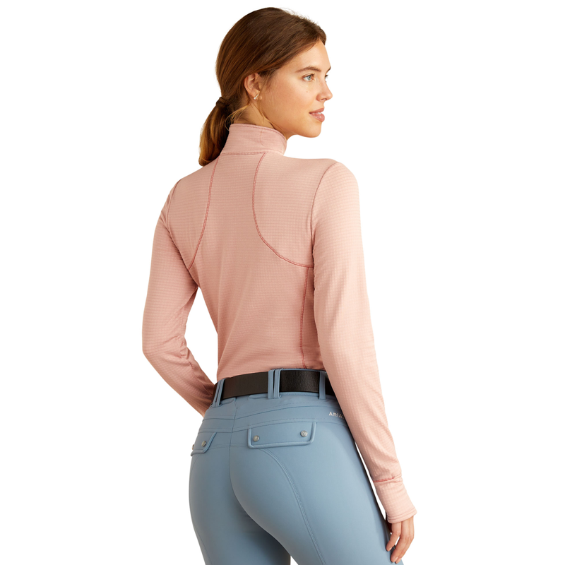 Ariat Women's Gridwork 1/4 Zip Baselayer - Misty Rose Heather-1