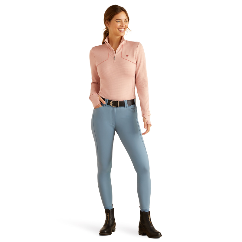 Ariat Women's Gridwork 1/4 Zip Baselayer - Misty Rose Heather-4