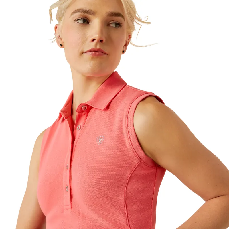 Ariat Women's Prix 3.0 Sleeveless Polo - Coral Paradise-2