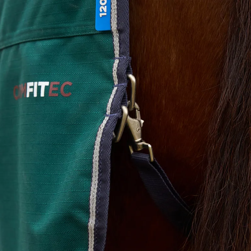 WeatherBeeta ComfiTec Plus Dynamic Detach-A-Neck 360g Turnout Rug - Forest Green/Navy-9