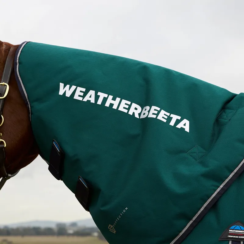WeatherBeeta ComfiTec Plus Dynamic Detach-A-Neck 360g Turnout Rug - Forest Green/Navy-2
