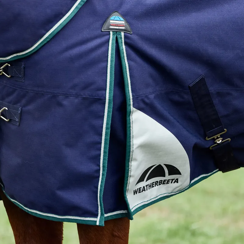WeatherBeeta ComfiTec Plus Dynamic Detach-A-Neck 360g Turnout Rug - Navy/Forest Green-3