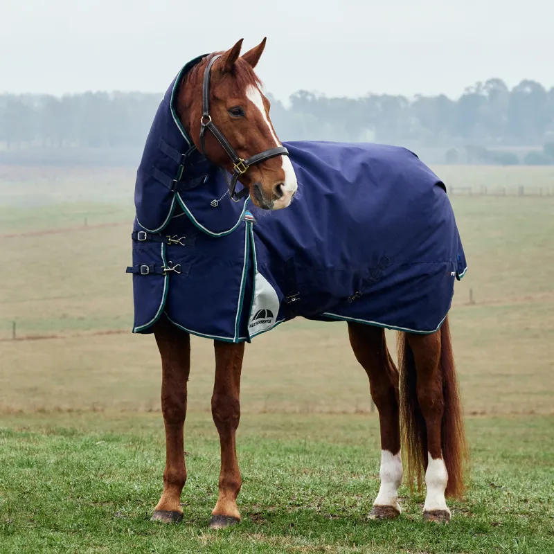 WeatherBeeta ComfiTec Plus Dynamic Detach-A-Neck 360g Turnout Rug - Navy/Forest Green