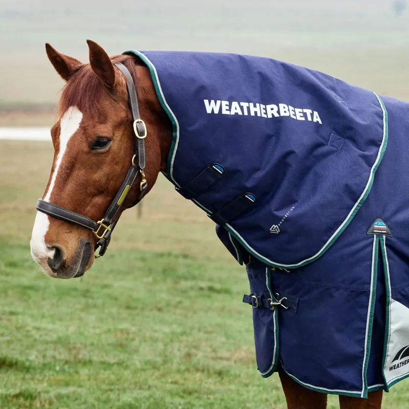 WeatherBeeta ComfiTec Plus Dynamic Detach-A-Neck 360g Turnout Rug - Navy/Forest Green-1