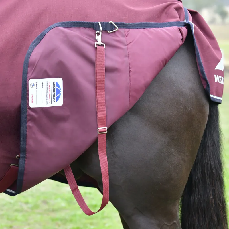 WeatherBeeta ComfiTec Essential Standard 100g Turnout Rug - Burgundy/Navy-5