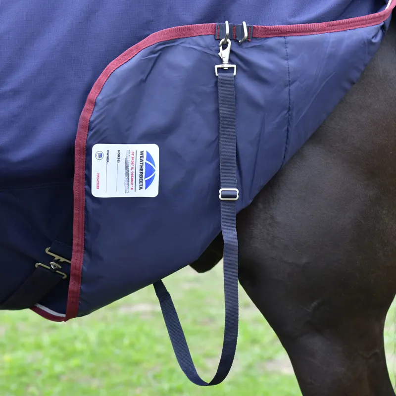 WeatherBeeta ComfiTec Essential Standard 100g Turnout Rug - Navy/Burgundy-5