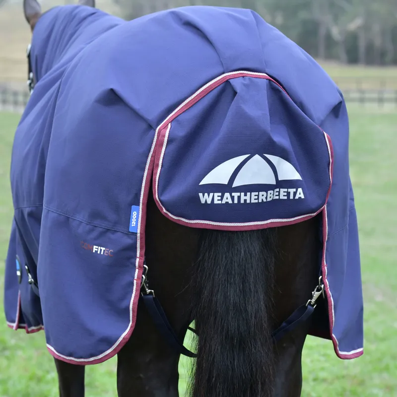 WeatherBeeta ComfiTec Essential Standard 100g Turnout Rug - Navy/Burgundy-6