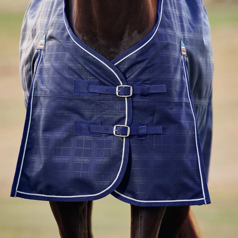 WeatherBeeta ComfiTec Prelim 100g Standard Turnout Rug - Navy Embossed Plaid-3