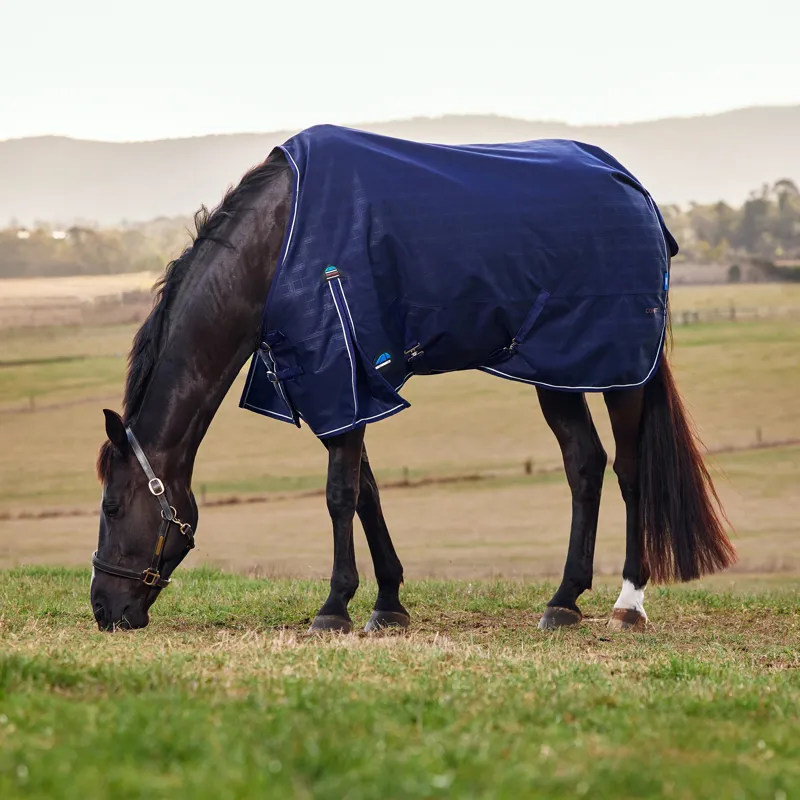 WeatherBeeta ComfiTec Prelim 100g Standard Turnout Rug - Navy Embossed Plaid-1