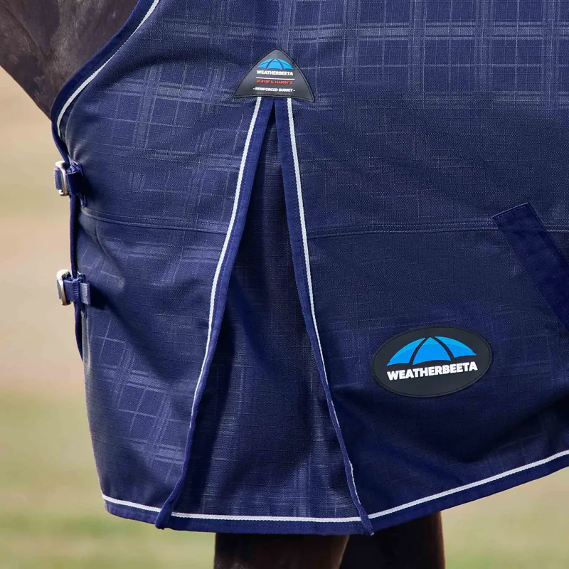 WeatherBeeta ComfiTec Prelim 100g Standard Turnout Rug - Navy Embossed Plaid-4