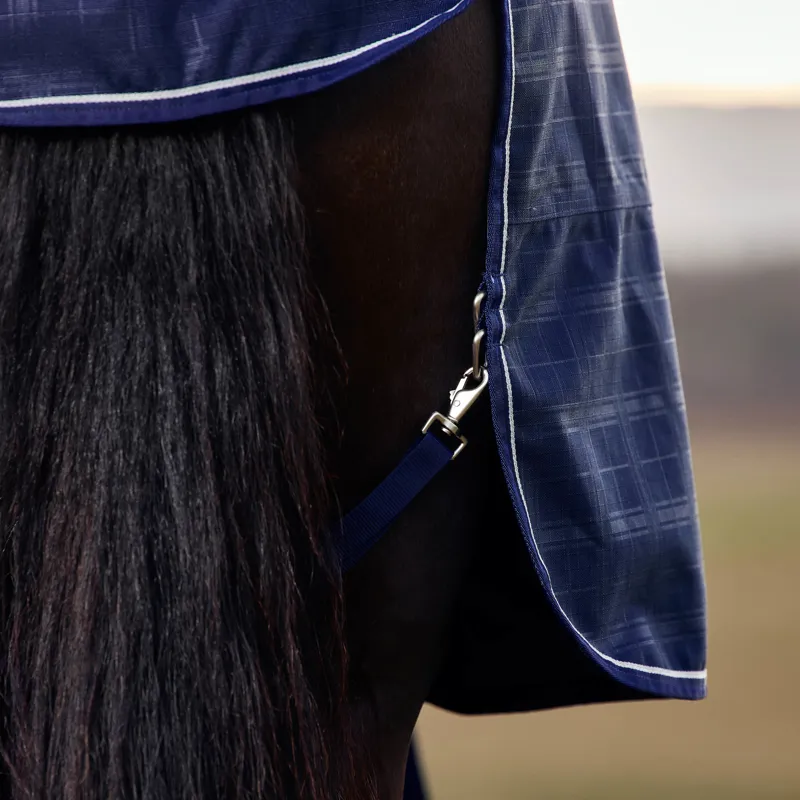 WeatherBeeta ComfiTec Prelim 100g Standard Turnout Rug - Navy Embossed Plaid-6