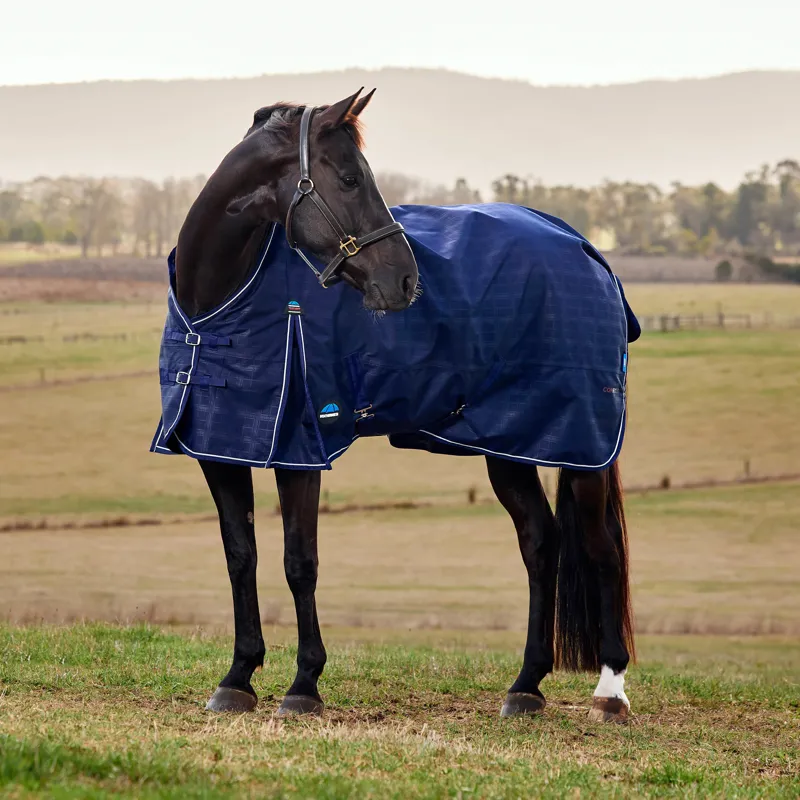 WeatherBeeta ComfiTec Prelim 100g Standard Turnout Rug - Navy Embossed Plaid