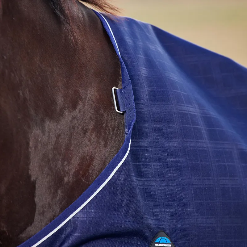 WeatherBeeta ComfiTec Prelim 100g Standard Turnout Rug - Navy Embossed Plaid-2