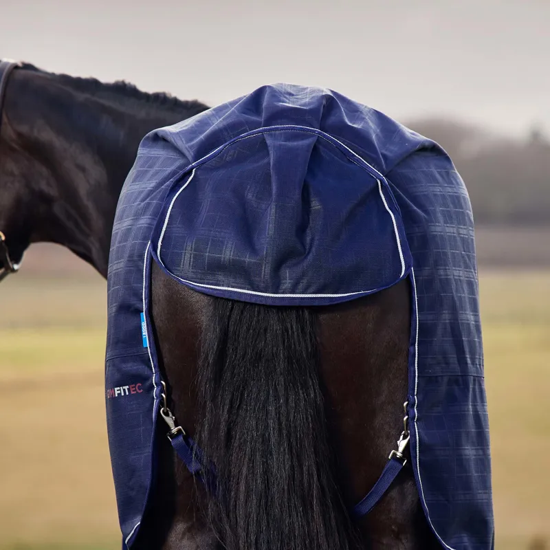 WeatherBeeta ComfiTec Prelim 100g Standard Turnout Rug - Navy Embossed Plaid-7