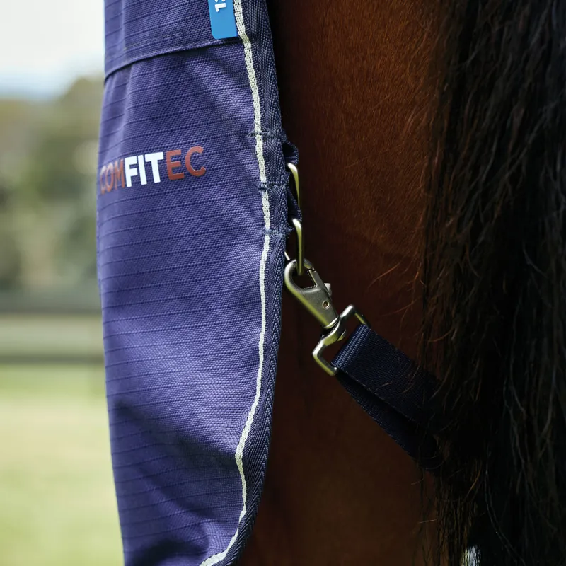 WeatherBeeta ComfiTec Prelim 100g Combo Turnout Rug - Navy Embossed Plaid-7