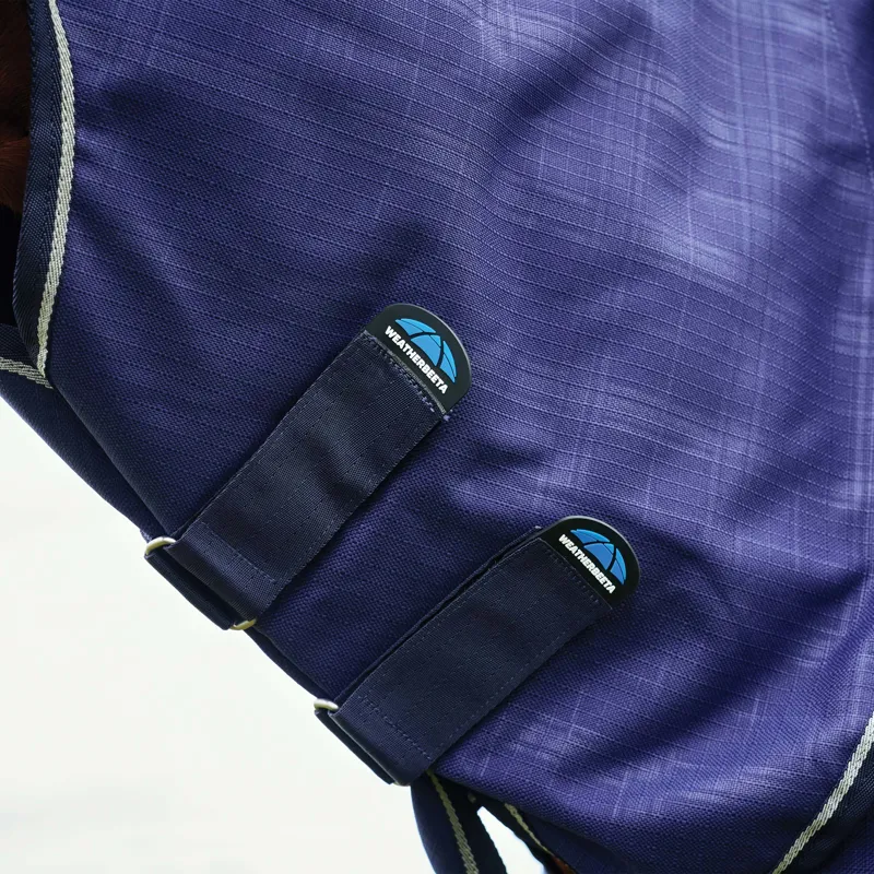 WeatherBeeta ComfiTec Prelim 100g Combo Turnout Rug - Navy Embossed Plaid-3