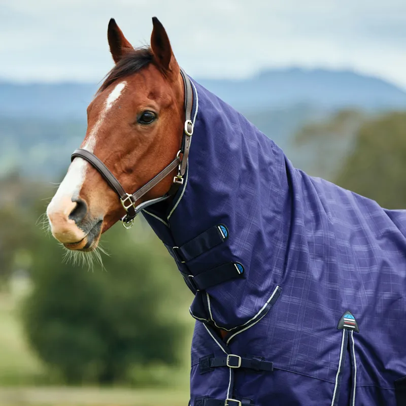 WeatherBeeta ComfiTec Prelim 100g Combo Turnout Rug - Navy Embossed Plaid-2