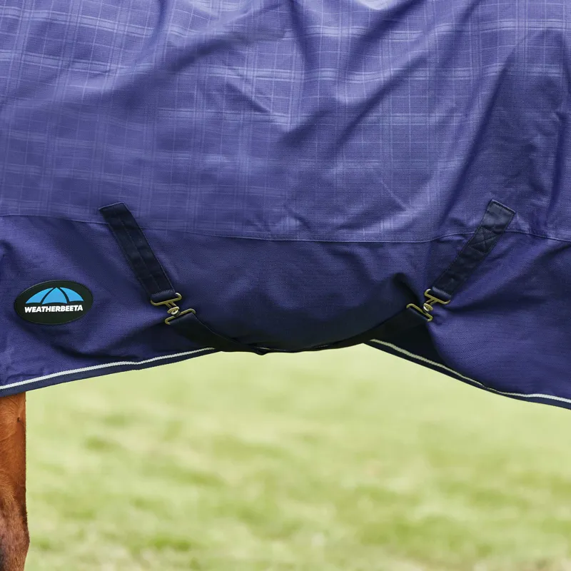 WeatherBeeta ComfiTec Prelim 100g Combo Turnout Rug - Navy Embossed Plaid-6