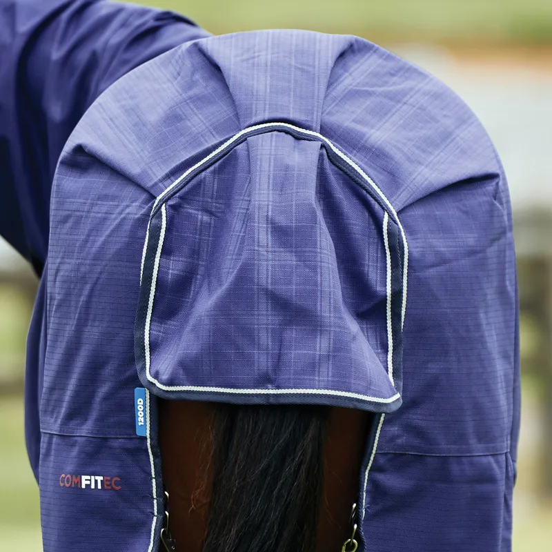 WeatherBeeta ComfiTec Prelim 100g Combo Turnout Rug - Navy Embossed Plaid-8