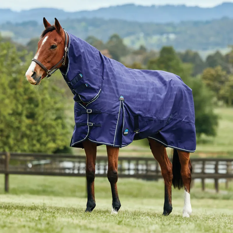 WeatherBeeta ComfiTec Prelim 100g Combo Turnout Rug - Navy Embossed Plaid