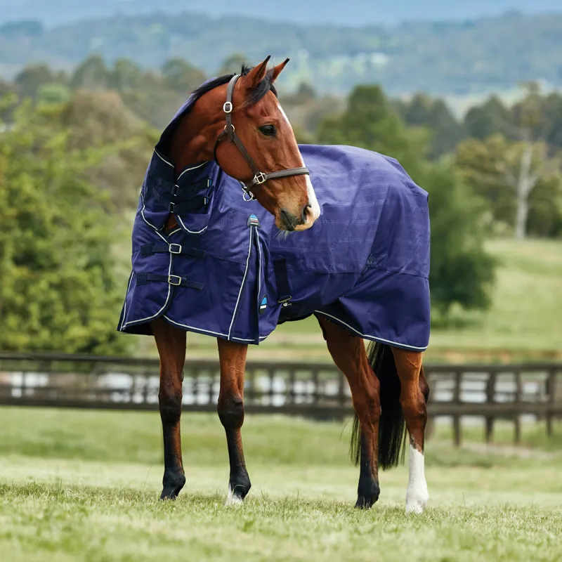 WeatherBeeta ComfiTec Prelim 100g Combo Turnout Rug - Navy Embossed Plaid-1