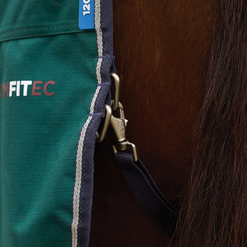 WeatherBeeta ComfiTec Plus Dynamic High Neck 0g Turnout Rug - Forest Green/Navy-6