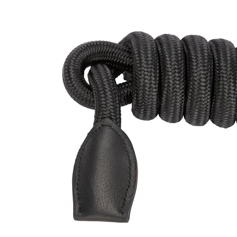 Shires Velociti Lusso Leather Lead Rope - Black-1