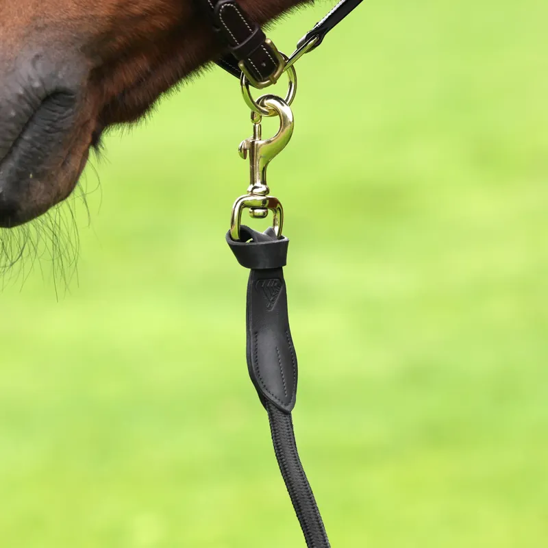 Shires Velociti Lusso Leather Lead Rope - Black-2