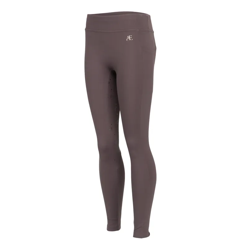 Aubrion Equestrian Young Rider Riding Winter Tights - Espresso