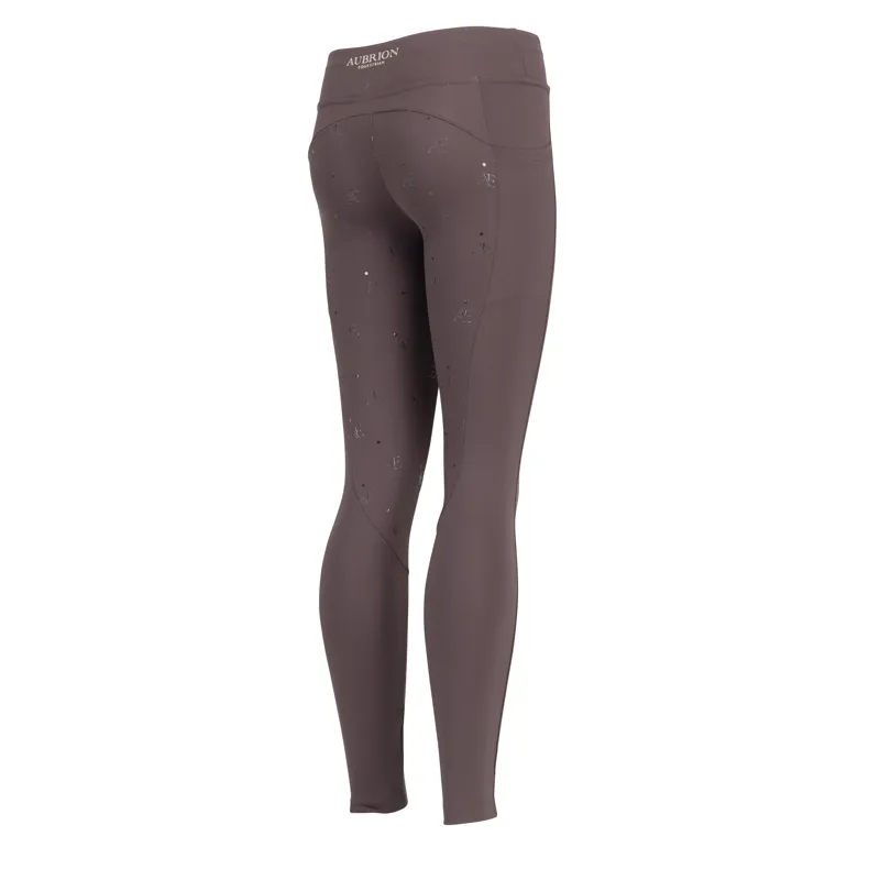 Aubrion Equestrian Young Rider Riding Winter Tights - Espresso-3