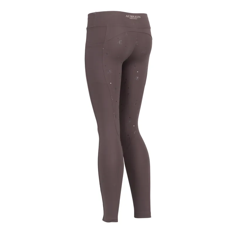 Aubrion Equestrian Young Rider Riding Winter Tights - Espresso-2