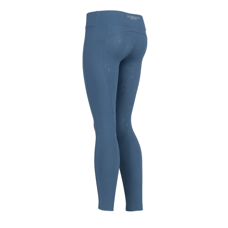 Aubrion Equestrian Young Rider Riding Winter Tights - Estate Blue-2