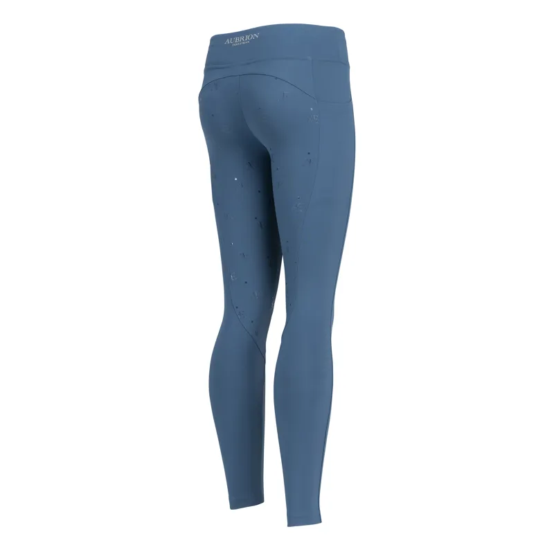 Aubrion Equestrian Young Rider Riding Winter Tights - Estate Blue-1