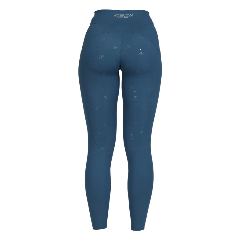 Aubrion Equestrian Winter Riding Tights - Estate Blue-2
