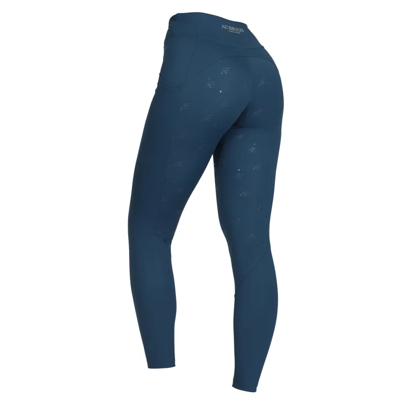 Aubrion Equestrian Winter Riding Tights - Estate Blue-4