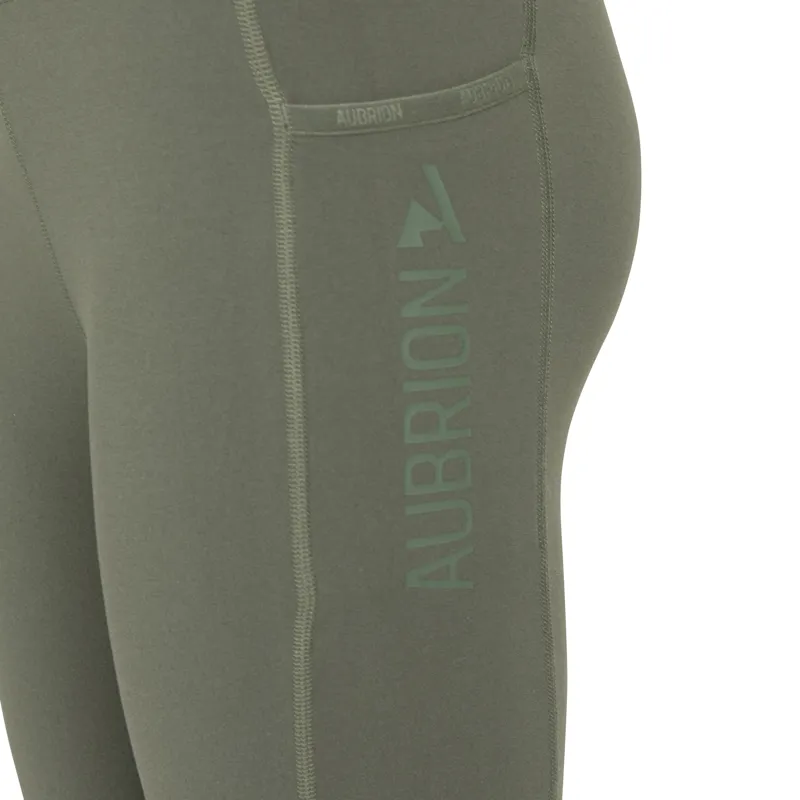 Aubrion Young Rider React Winter Tights - Khaki-8