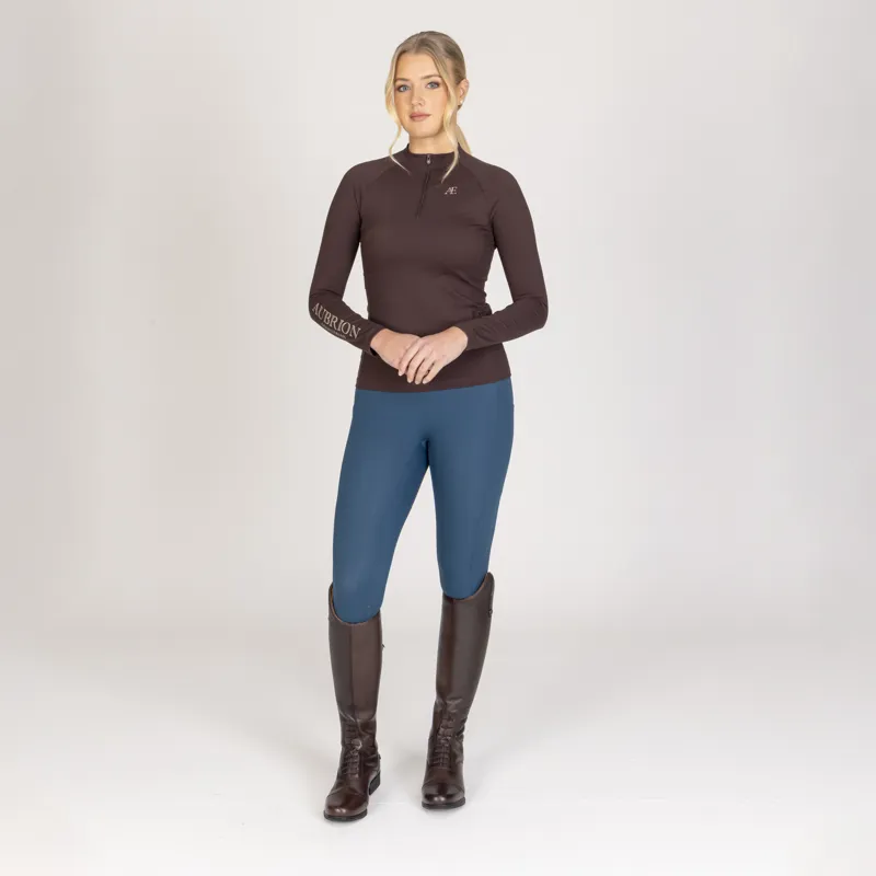 Aubrion Equestrian Winter Long Sleeve Base Layer - Espresso-1