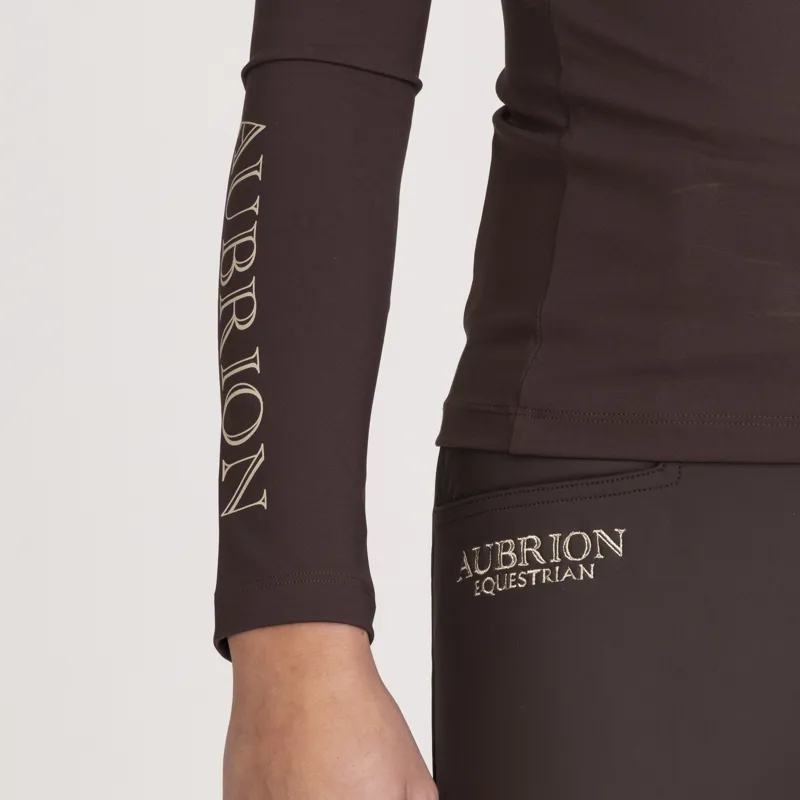 Aubrion Equestrian Winter Long Sleeve Base Layer - Espresso-2