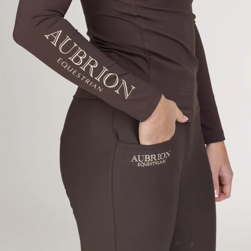 Aubrion Equestrian Winter Long Sleeve Base Layer - Espresso-4