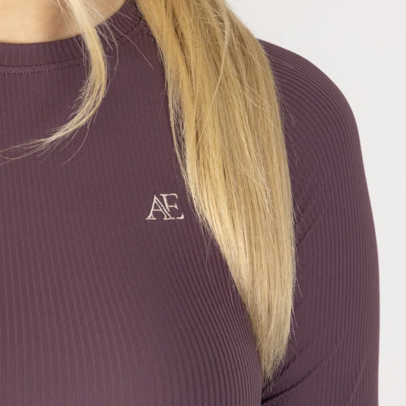 Aubrion Equestrian Ribbed Long Sleeve Top - Thistle-9