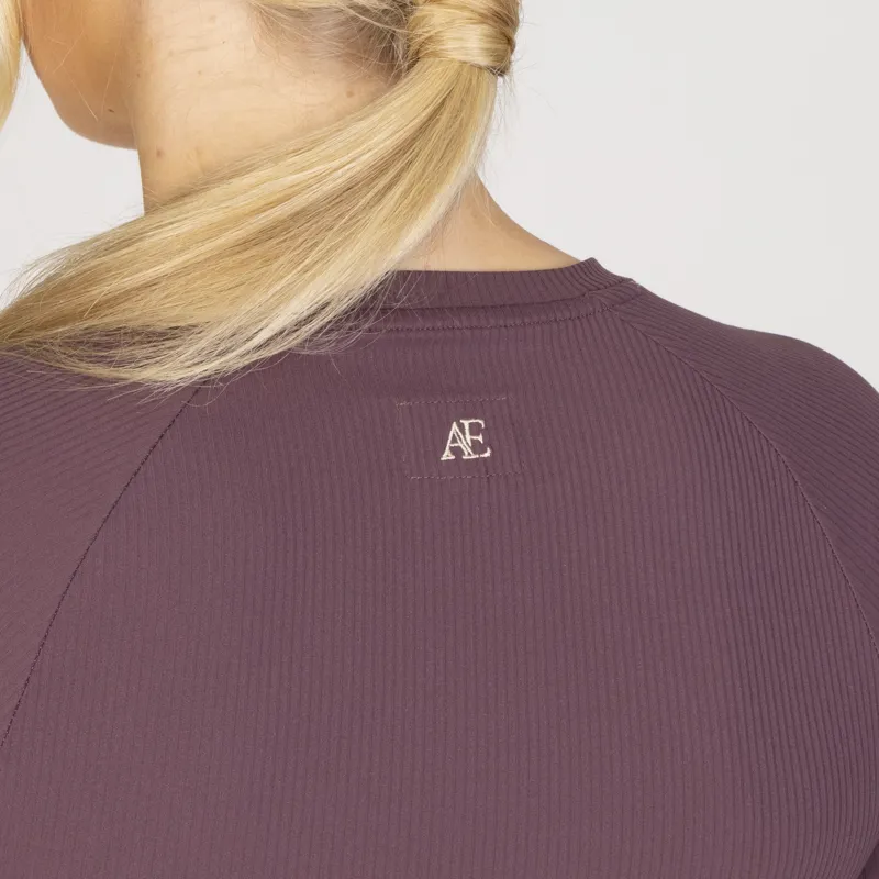 Aubrion Equestrian Ribbed Long Sleeve Top - Thistle-8