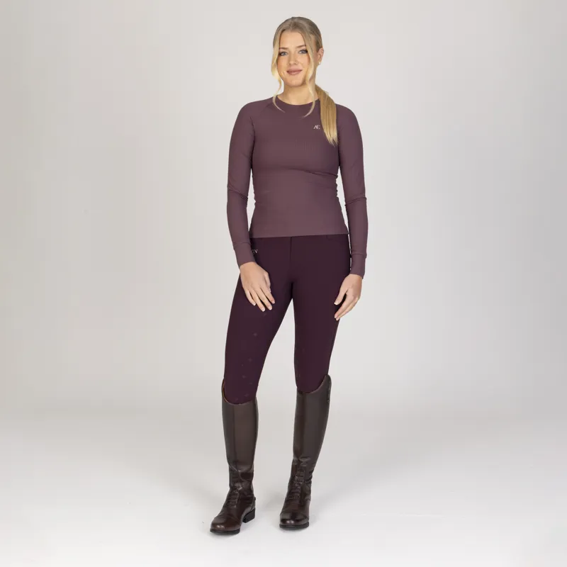 Aubrion Equestrian Ribbed Long Sleeve Top - Thistle-1