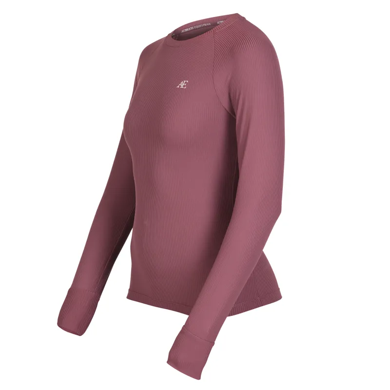 Aubrion Equestrian Ribbed Long Sleeve Top - Thistle-7