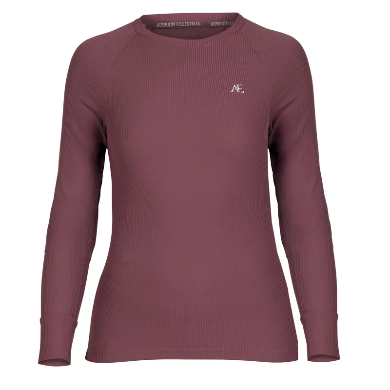 Aubrion Equestrian Ribbed Long Sleeve Top - Thistle-5