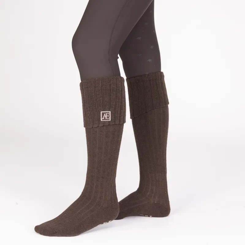 Aubrion Equestrian Knit Boot Socks - Espresso-2