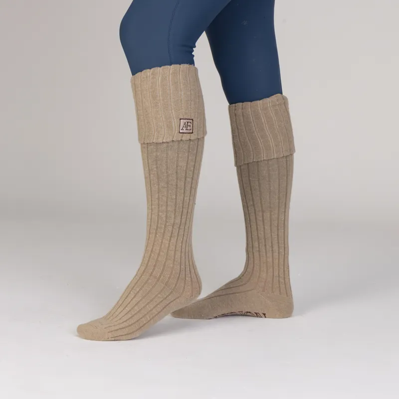 Aubrion Equestrian Knit Boot Socks - Oat-2